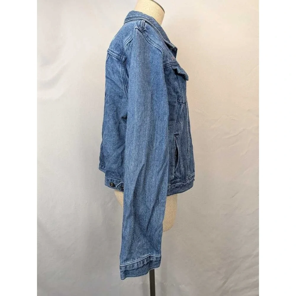 Women's Danbury Denim Jacket Size L Embroidered‎ Wings Heart Faye Jean